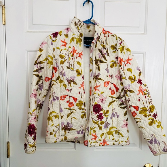 Lands' End Red and White Puffer Jacket - Picture 1 of 4